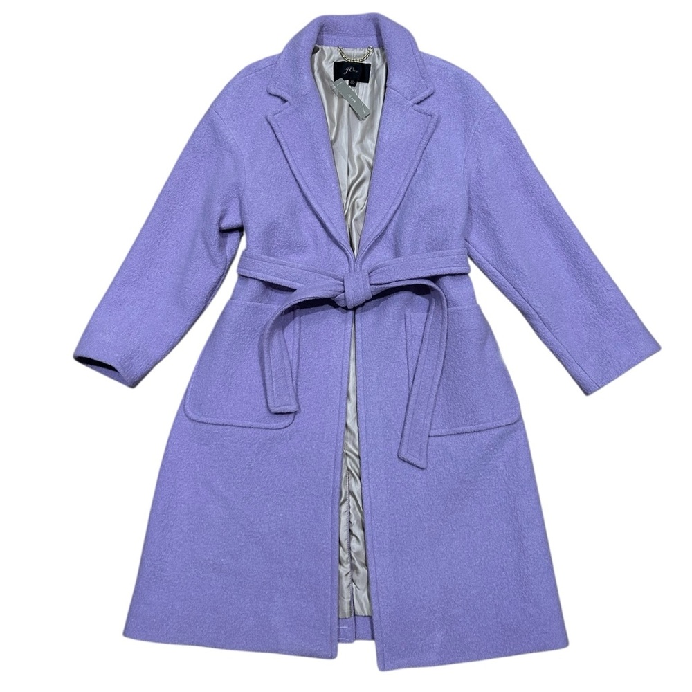 J. Crew Sz XL Coat Long Wrap Purple Wool Trench Jacket New